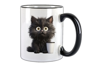 Tasse Katze mit Tasse