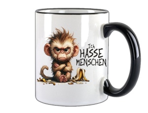 Tasse Ich hasse Menschen Affe