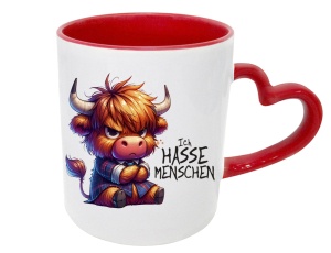 Tasse Ich hasse Menschen Ochse - mit Herzhenkel