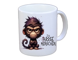 Tasse Ich hasse Menschen Affe