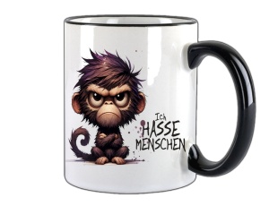 Tasse Ich hasse Menschen Affe
