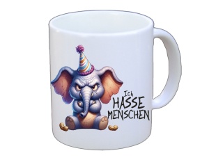 Tasse Ich hasse Menschen Elefant