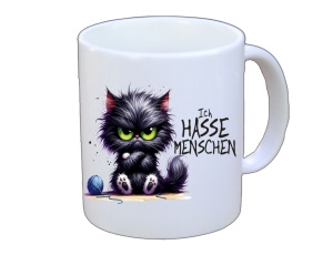 Tasse Ich hasse Menschen Katze