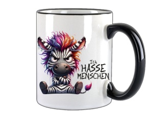Tasse Ich hasse Menschen Zebra