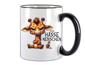 Tasse Ich hasse Menschen Giraffe