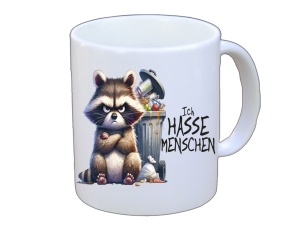 Tasse Ich hasse Menschen Waschbär