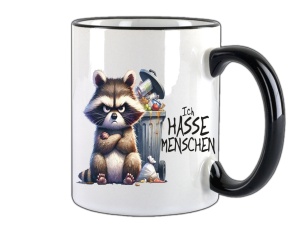 Tasse Ich hasse Menschen Waschbär