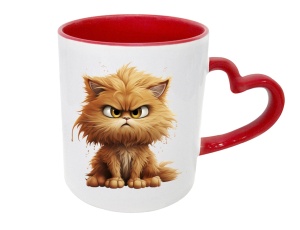 Tasse Katze braun - mit Herzhenkel