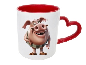 Tasse Schweinchen Brille - mit Herzhenkel