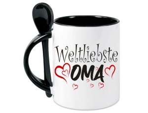 Tasse Weltliebste Oma - mit Löffel