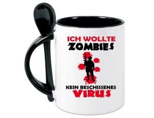 Tasse Ich wollte Zombies Kein beschissenes Virus - mit Löffel