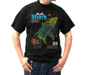 T-Shirt Blue Shark Sea Hunter