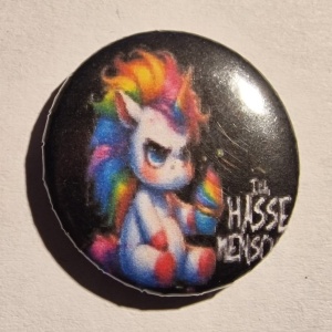 Button Ich hasse Menschen Einhorn