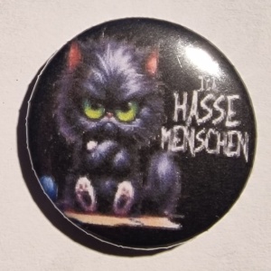 Button Ich hasse Menschen Katze