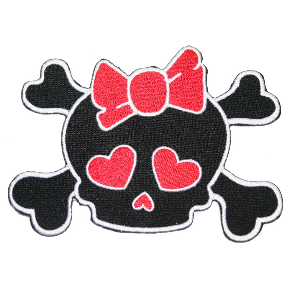 Aufnäher Girly Skull Herzen