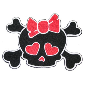 Aufnäher Girly Skull Herzen