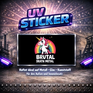 Aufkleber UV Einhorn Brutal Death Metal